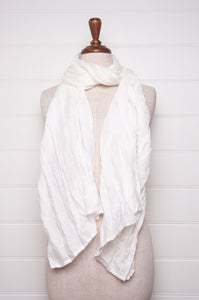 White linen gauze scarf.