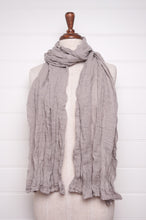 Load image into Gallery viewer, Lightweight linen gauze scarf in silver grey.