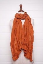 Load image into Gallery viewer, Linen gauze scarf in cinnamon brown.