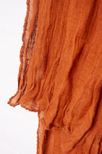 Load image into Gallery viewer, Linen gauze scarf in cinnamon brown.