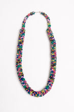 Load image into Gallery viewer, Clustered Moroccan flower button necklace in multi coloured jewel tones.