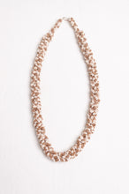 Load image into Gallery viewer, Clustered Moroccan flower button necklace in latte and white.