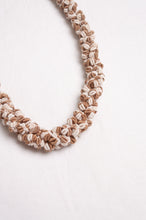 Load image into Gallery viewer, Clustered Moroccan flower button necklace in latte and white.