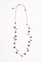 Load image into Gallery viewer, Hand made Moroccan button necklace blues and browns.