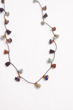 Load image into Gallery viewer, Hand made Moroccan button necklace blues and browns.