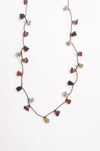 Load image into Gallery viewer, Hand made Moroccan button necklace blues and browns.