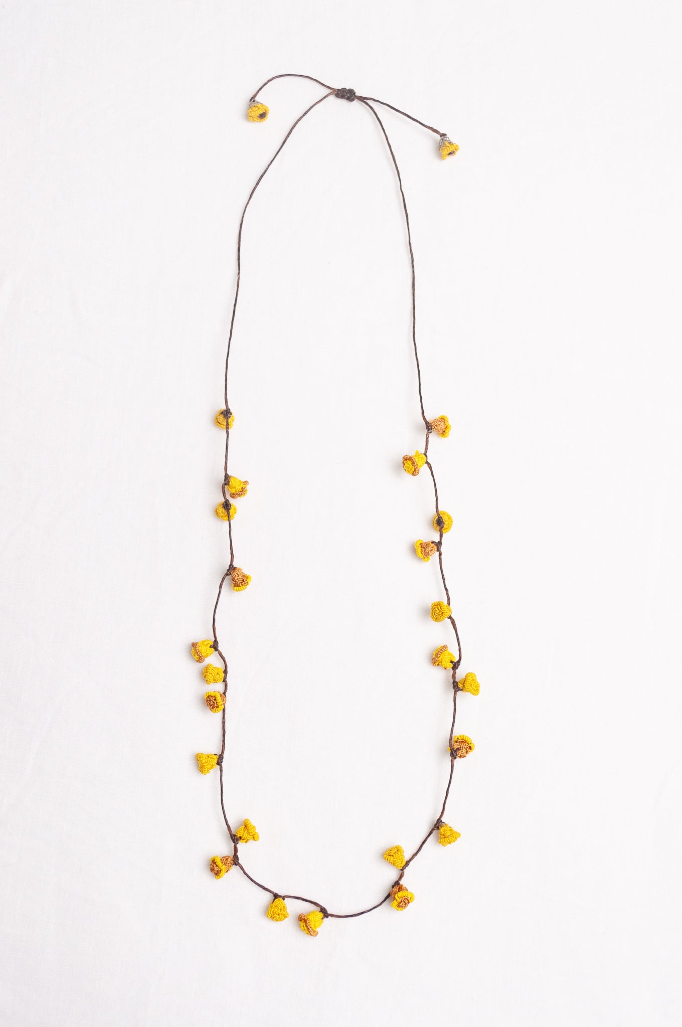 Hand made Moroccan button necklace yellow and mustard.