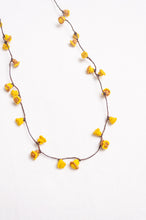 Load image into Gallery viewer, Hand made Moroccan button necklace yellow and mustard.