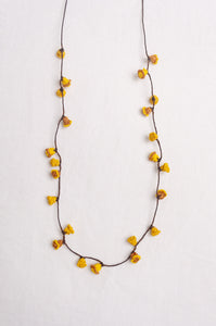 Hand made Moroccan button necklace yellow and mustard.