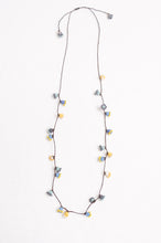 Load image into Gallery viewer, Hand made Moroccan button necklace sky blue and yellow.