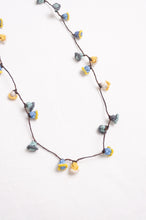 Load image into Gallery viewer, Hand made Moroccan button necklace sky blue and yellow.