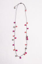 Load image into Gallery viewer, Hand made Moroccan button necklace pinks and reds with a dash of aqua.