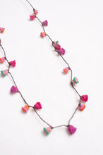 Load image into Gallery viewer, Hand made Moroccan button necklace pinks and reds with a dash of aqua.