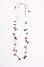 Load image into Gallery viewer, Hand made Moroccan button necklace rose red.