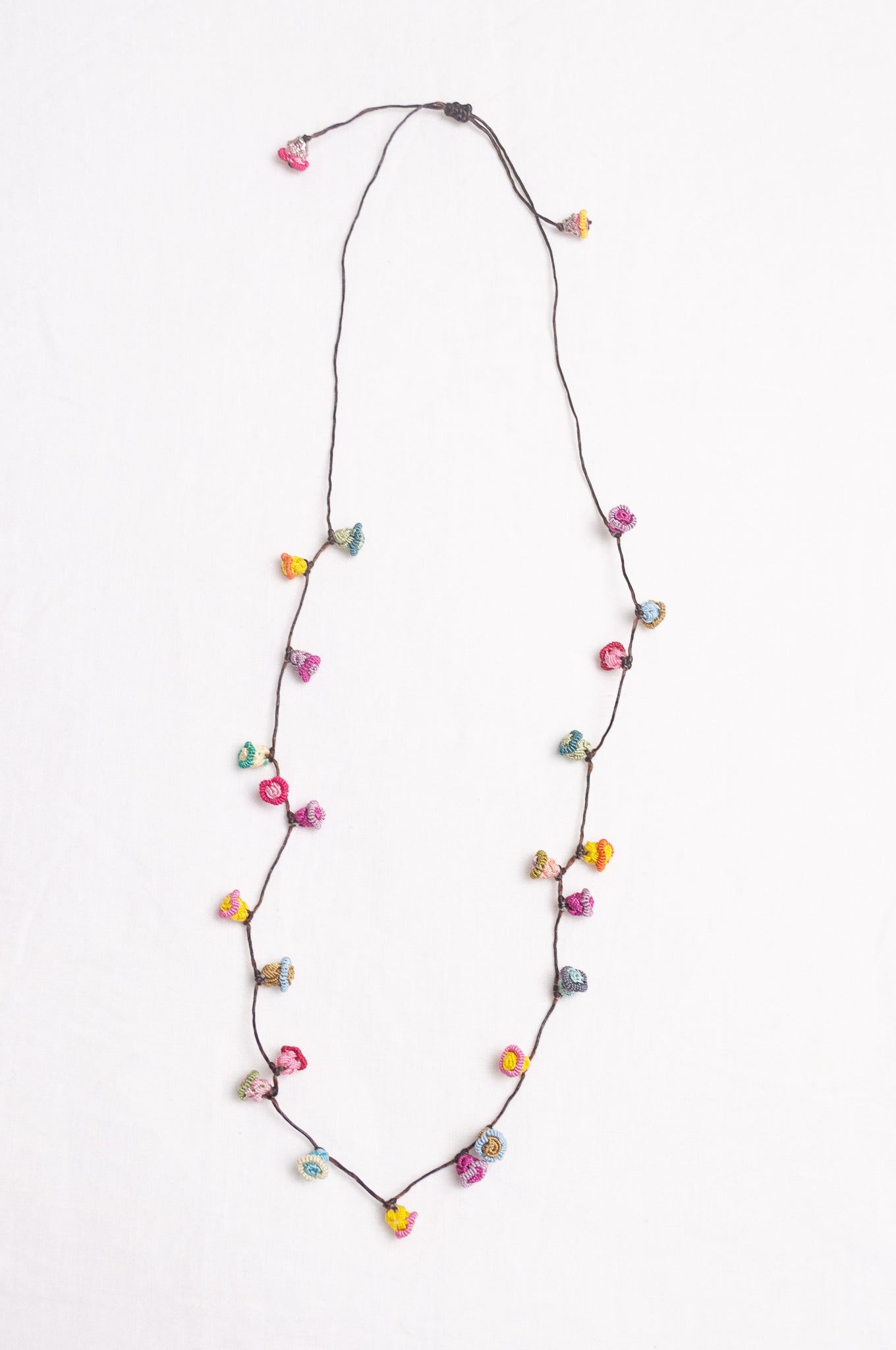 Hand made Moroccan button necklace spring pastel tones.