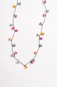 Hand made Moroccan button necklace spring pastel tones.