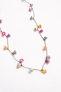 Hand made Moroccan button necklace spring pastel tones.