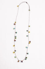 Load image into Gallery viewer, Hand made Moroccan button necklace greens yellows and aqua.