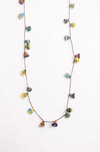 Load image into Gallery viewer, Hand made Moroccan button necklace greens yellows and aqua.