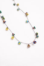 Load image into Gallery viewer, Hand made Moroccan button necklace greens yellows and aqua.