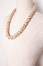 Load image into Gallery viewer, Clustered Moroccan flower button necklace in latte and white.