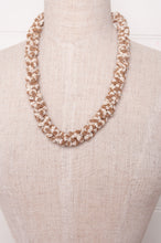 Load image into Gallery viewer, Clustered Moroccan flower button necklace in latte and white.