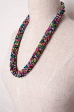 Load image into Gallery viewer, Clustered Moroccan flower button necklace in multi coloured jewel tones.