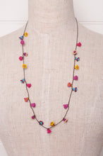 Load image into Gallery viewer, Hand made Moroccan button necklace rainbow colours.