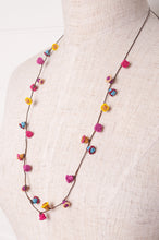 Load image into Gallery viewer, Hand made Moroccan button necklace rainbow colours.