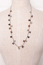 Load image into Gallery viewer, Hand made Moroccan button necklace blues and browns.