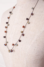 Load image into Gallery viewer, Hand made Moroccan button necklace blues and browns.