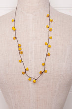 Load image into Gallery viewer, Hand made Moroccan button necklace yellow and mustard.