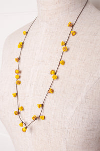 Hand made Moroccan button necklace yellow and mustard.