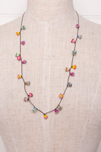 Hand made Moroccan button necklace spring pastel tones.