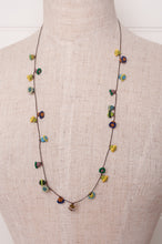 Load image into Gallery viewer, Hand made Moroccan button necklace greens yellows and aqua.