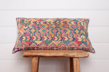 Load image into Gallery viewer, Vintage cross stitch sampler bolster cushion.