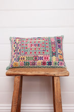 Load image into Gallery viewer, Vintage sampler cross stitch bolster cushion.