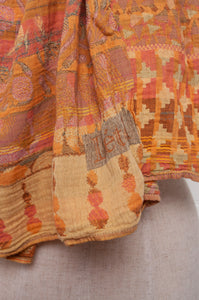 Letol organic cotton jacquard scarf Ziggy in deep honey yellow.