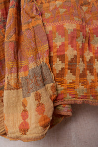 Letol organic cotton jacquard scarf Ziggy in deep honey yellow.