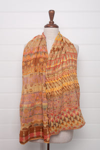 Letol organic cotton jacquard scarf Ziggy in deep honey yellow.