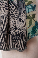 Load image into Gallery viewer, Letol organic cotton jacquard scarf in Patricia turquoise and green.