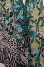 Load image into Gallery viewer, Letol organic cotton jacquard scarf in Patricia turquoise and green.