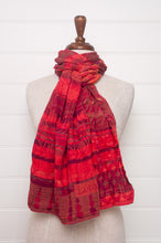 Load image into Gallery viewer, Letol organic cotton jacquard scarf in Ziggy coulis pink and red berry tones.