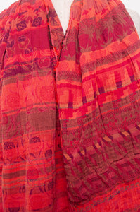 Letol organic cotton jacquard scarf in Ziggy coulis pink and red berry tones.