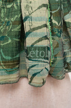 Load image into Gallery viewer, Letol organic cotton jacquard scarf in Ingrid kermit greens.