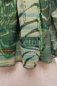 Letol organic cotton jacquard scarf in Ingrid kermit greens.