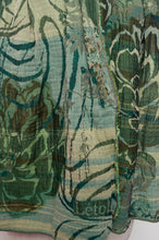 Load image into Gallery viewer, Letol organic cotton jacquard scarf in Ingrid kermit greens.