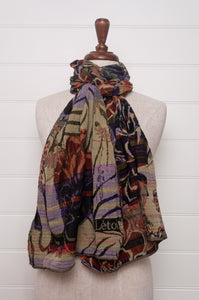 Letol organic cotton jacquard scarf in Ingrid in autumn tones.