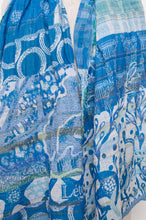 Load image into Gallery viewer, Letol organic cotton jacquard scarf in Olympe cyan aqua blue.