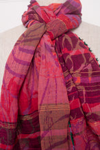 Load image into Gallery viewer, Letol organic cotton jacquard scarf in Ingrid pivoine pinks and reds.